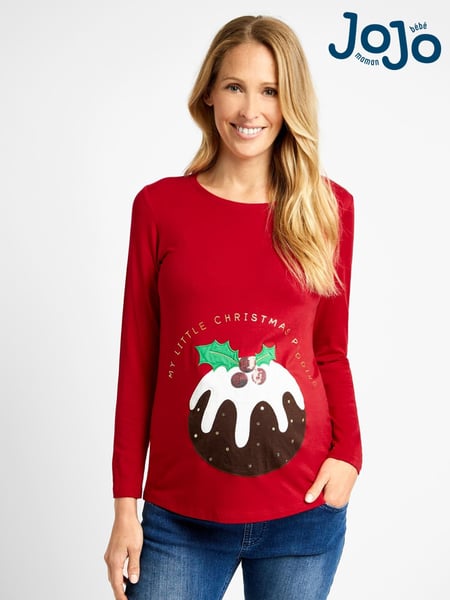 JoJo Maman Bébé Red Christmas Pudding Maternity Top (C30458) | € 52