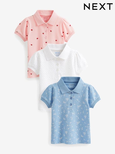 Pink/Blue Polo Tops 3 Pack (3mths-7yrs) (C30751) | € 9 - € 12