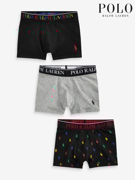 Polo Ralph Lauren Black/Grey Boys Cotton Stretch Logo Boxers 3 Pack (C31109) | € 62