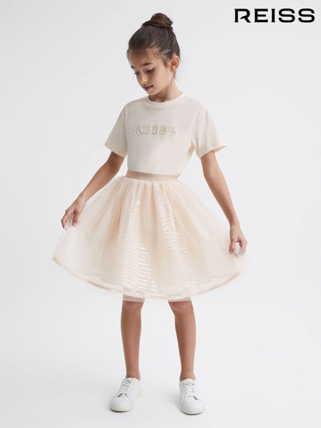 Reiss Pale Pink Charlotta 9-12 yrs Sequin Midi Skirt (C34414) | € 92