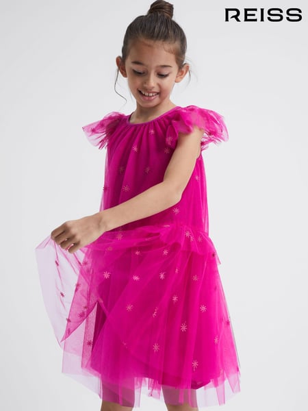 Reiss Bright Pink Fifi 9-12 yrs Tulle Embroidered Dress (C35876) | € 115