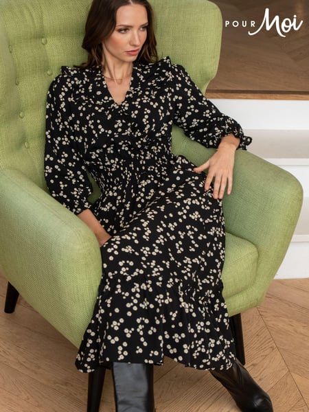 Pour Moi Black Daisy Print Maggie Dress (C36101) | € 92