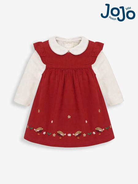 JoJo Maman Bébé Red 2-Piece Robin Baby Dress & Body Set (C38840) | € 51