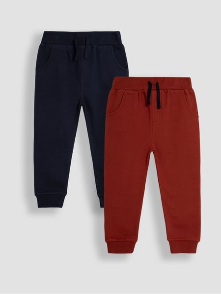 JoJo Maman Bébé Rust and Navy Blue 100% Cotton Joggers 2 Pack (C40863) | € 34