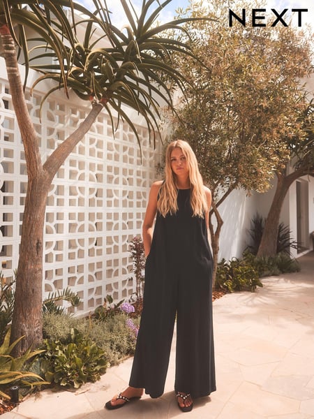 Black 100% Cotton Sleeveless Jumpsuit (C41964) | € 10