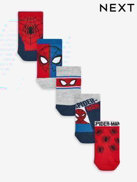 Spider-Man Red/Blue Cotton Rich Trainer Socks 5 Pack (C42136) | € 2 - € 3