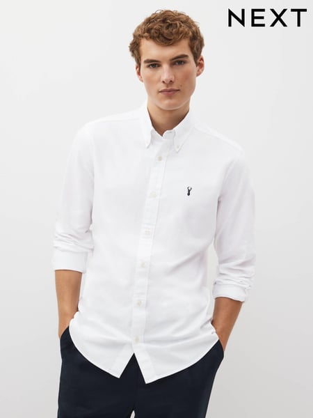 White Slim Fit Long Sleeve Oxford Shirt (C42159) | € 39