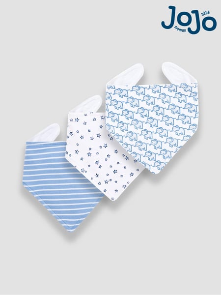 JoJo Maman Bébé Baby Blue 3-Pack Cotton Baby Dribble Bibs (C43303) | € 19