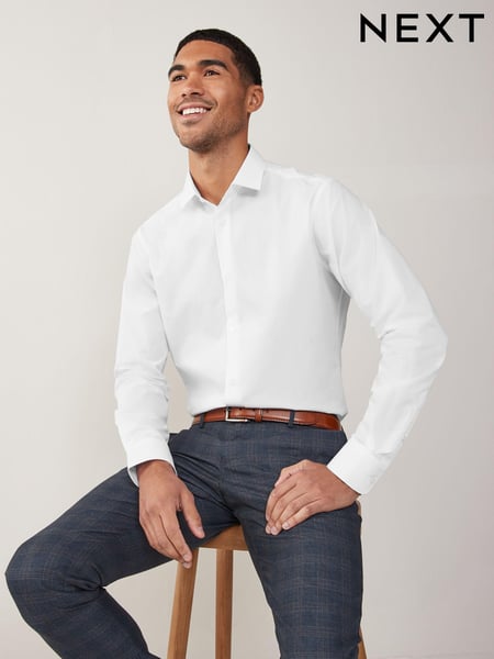 White Regular Fit Easy Care Single Cuff Smart Shirt (C44863) | € 30