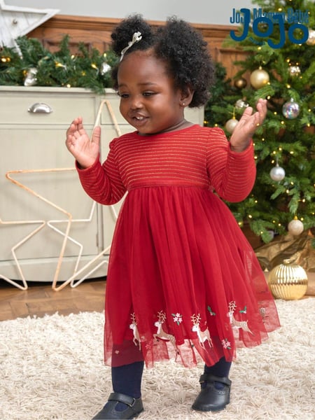 JoJo Maman Bébé Red Reindeer Party Dress (C44883) | € 57