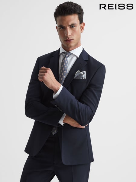 Reiss Navy Pray Slim Fit Single Breasted Wool Blazer (C45646) | € 449