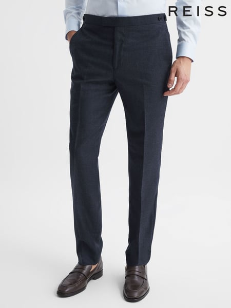 Reiss Navy Dunn Slim Fit Wool Textured Trousers (C46876) | € 231