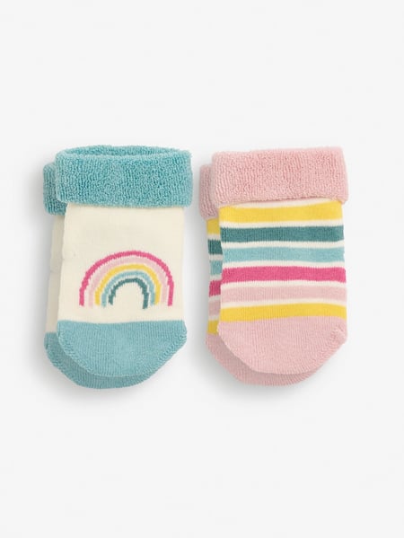 JoJo Maman Bébé Bright Rainbow 2-Pack Baby Socks (C49800) | € 12