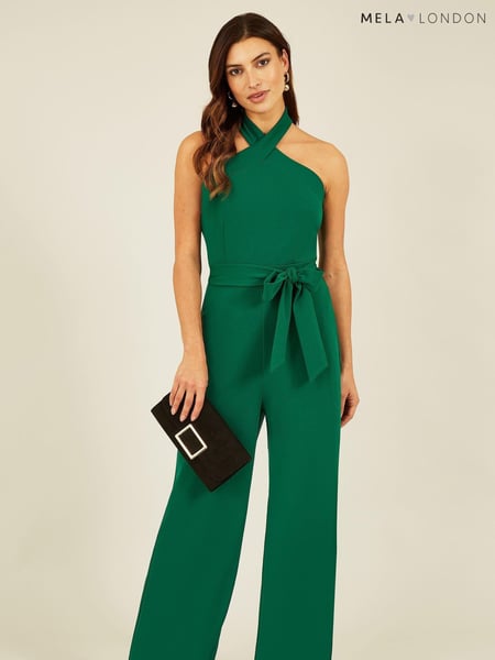 Mela Green Cross Over Halter Neck Jumpsuit (C52790) | € 29