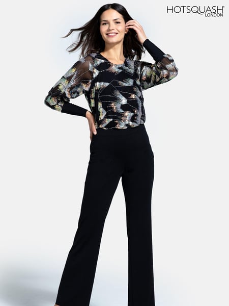 HotSquash Ponte Black Jumpsuit with Blouson Sleeves (C53004) | € 132
