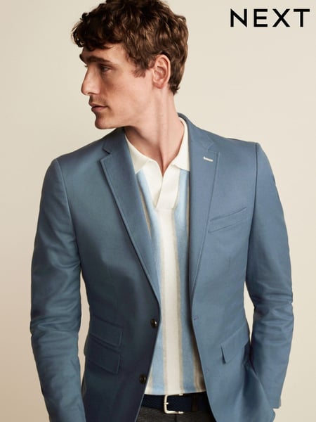 Blue Slim Cotton Stretch Blazer (C55580) | € 29
