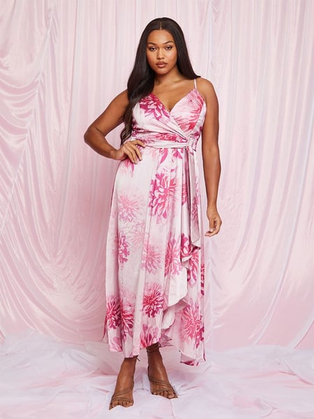Chi Chi London Pink Cami Floral Print Wrap Midi Dress (C60618) | € 70