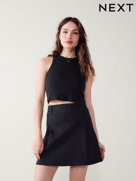 Black Pleat Jersey Mini Skirt (C63449) | € 7