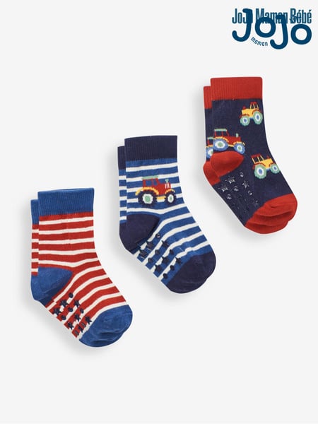JoJo Maman Bébé Multi Boys' 3-Pack Tractor Socks (C63572) | € 15