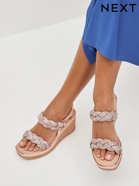 Rose Gold Forever Comfort® Bling Plait Wedges (C63648) | € 15