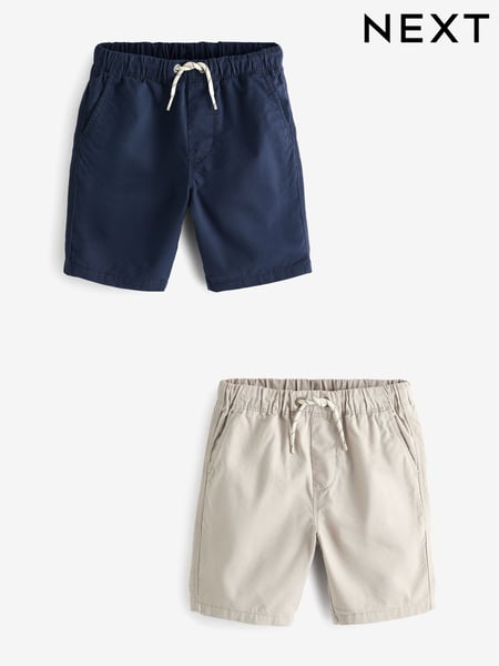 Navy Blue/Stone Cream 2 Pack Pull-On Shorts (3-16yrs) (C65318) | € 17 - € 31