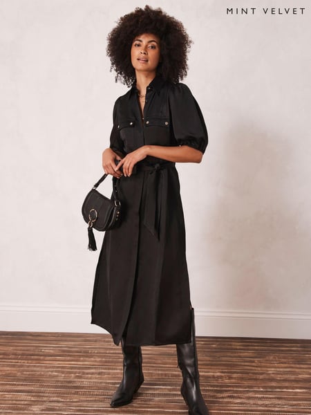 Mint Velvet Black Linen Blend Shirt Dress (C65369) | € 43