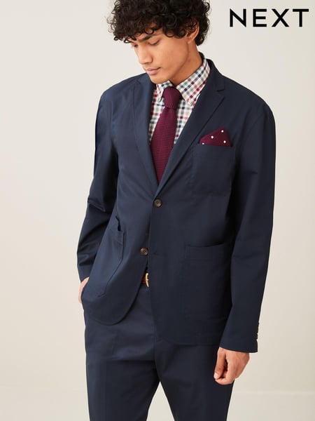 Navy Blue Oversized Fit Cotton Rich Suit Jacket (C66132) | € 38