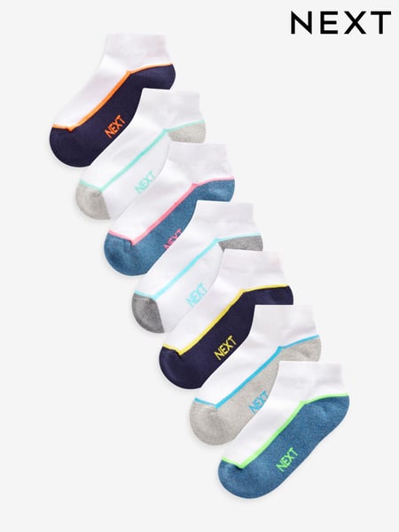 White/Blue Cushioned Footbed Trainer Socks 7 Pack (C67002) | € 12 - € 15