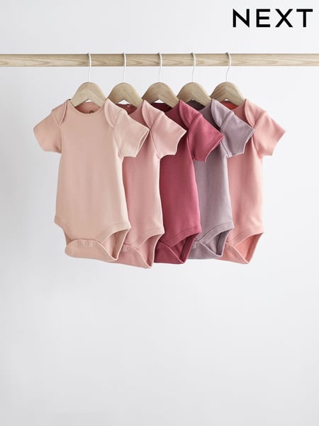 Pink 5 Pack Short Sleeve Baby Bodysuits (C69647) | € 17 - € 20