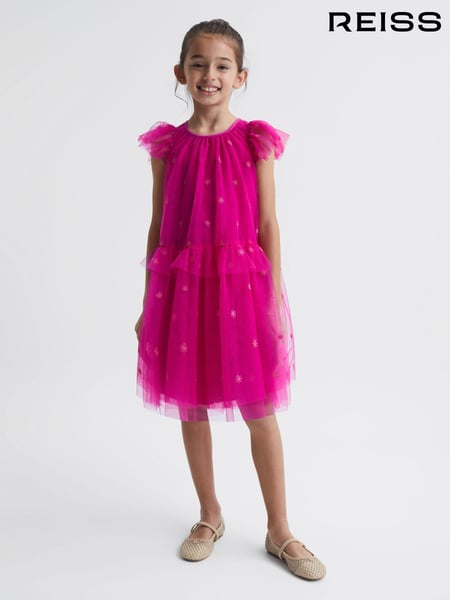 Reiss Bright Pink Fifi Junior Tulle Embroidered Dress (C71447) | € 109