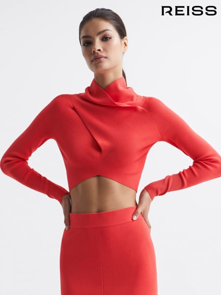 Reiss Coral Elsie High Neck Cropped Co Ord Top (C74256) | € 200