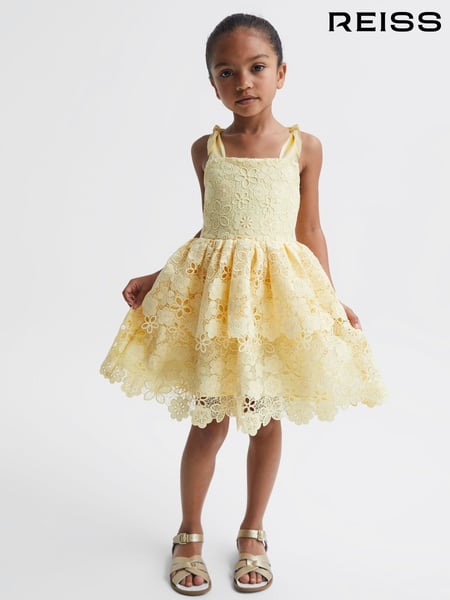 Reiss Lemon Bethany 9-12 yrs Bow Strap Lace Dress (C80255) | € 147
