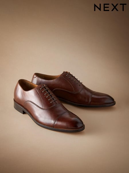 Tan Brown Signature Leather Sole Oxford Toe Cap Shoes (C81833) | € 64