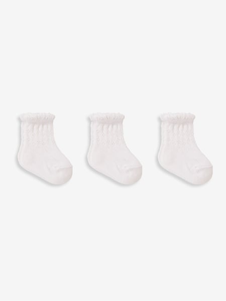 JoJo Maman Bébé White 3-Pack Pretty Pointelle Socks (C84946) | € 18