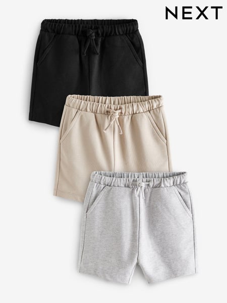 Grey/Stone Neutral/Black Jersey Shorts 3 Pack (3mths-7yrs) (C85838) | € 14 - € 23