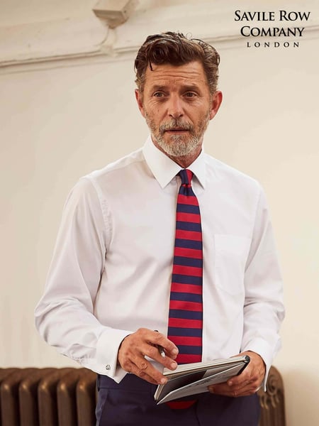 Savile Row Company Classic Fit Twill Single Cuff 100% Cotton White Shirt (C89684) | € 86