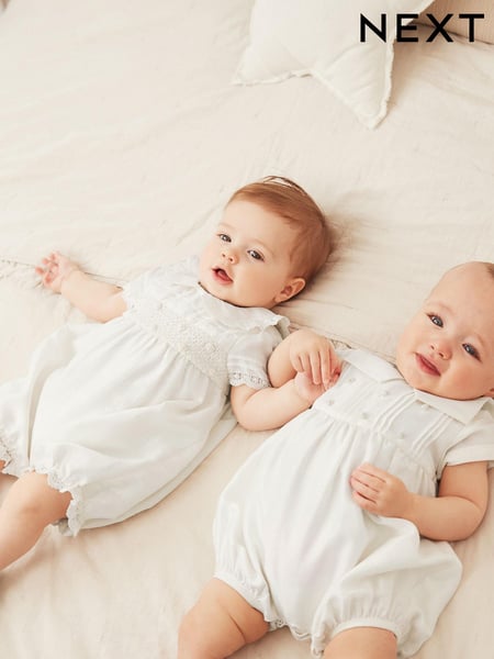Cream Cream Christening Premium Silk Baby Playsuit (0mths-2yrs) (C98216) | € 22 - € 24