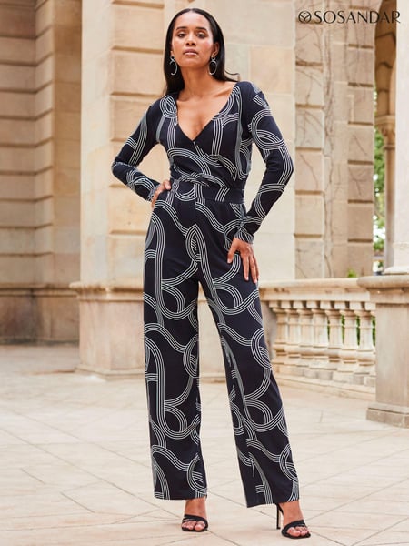 Sosandar Black Wide Leg Wrap Jumpsuit (D00646) | € 66