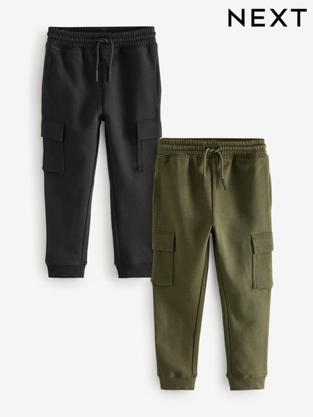 Black/Green Slim Fit Slim Cargo Joggers 2 Pack (3-16yrs) (D02298) | € 28 - € 40