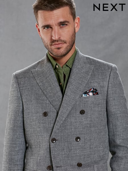Grey Signature Double Breasted Angelico Linen Blend Blazer (D04221) | € 59