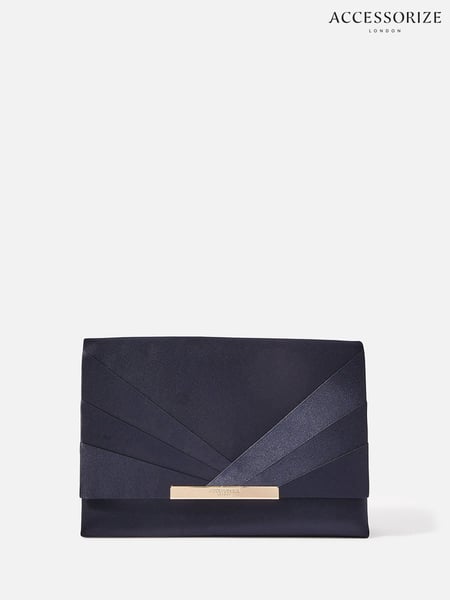 Accessorize Blue Satin Fold Over Clutch Bag (D08549) | € 47