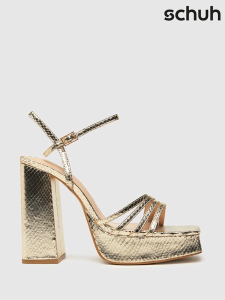 Schuh Gold Skylar Snake Effect Square Toe Sandals (D08953) | € 12