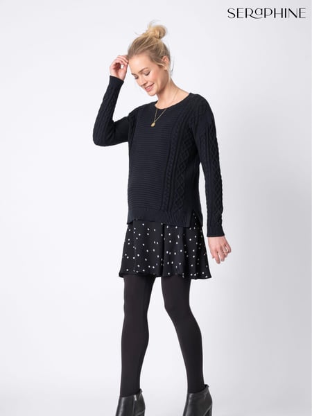 Seraphine Boxy Black Maternity And Nursing  Jumper With Frill Hem (D09072) | € 54