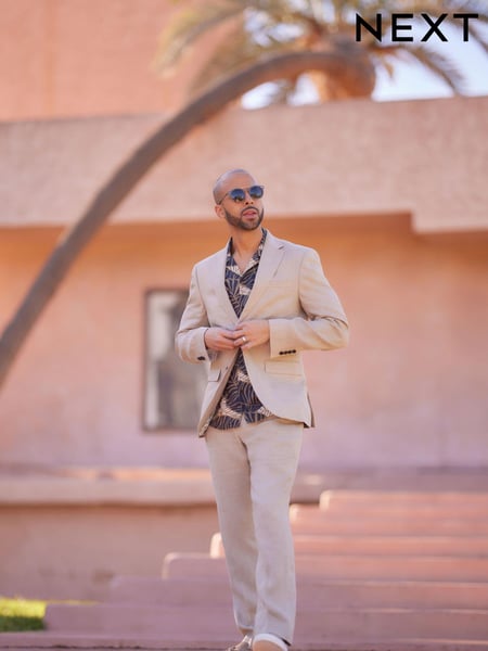 Stone Natural Slim Signature Nova Fides Italian Linen Suit Jacket (D10555) | € 40