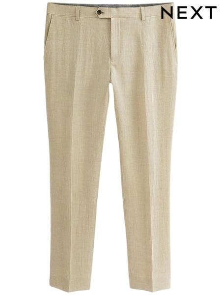 Stone Natural Slim Signature Nova Fides Italian Linen Suit Trousers (D10556) | € 22