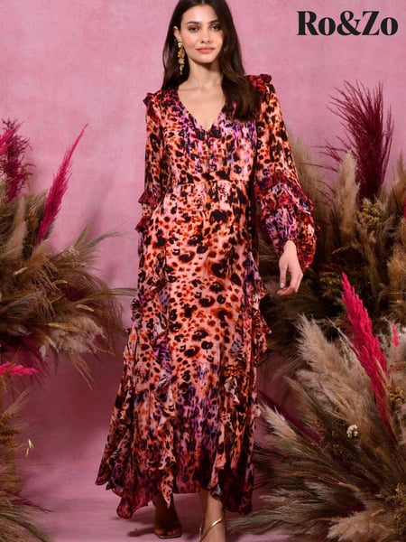 Ro&Zo Pink Florence Pink Animal Frill Dress (D12070) | € 98