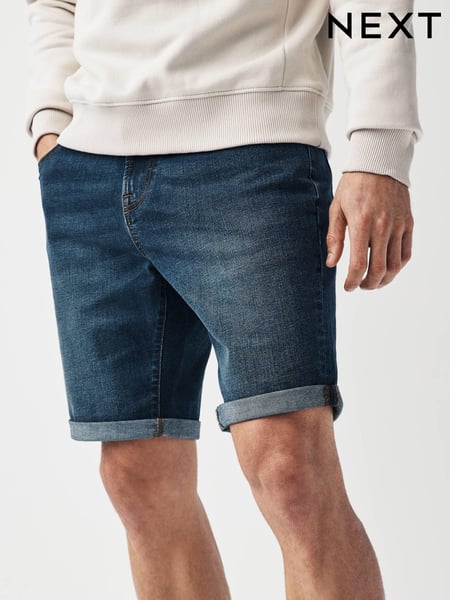 Mittelblau - Gerade Passform - Stretch Denim Shorts (D12766) | 33 €
