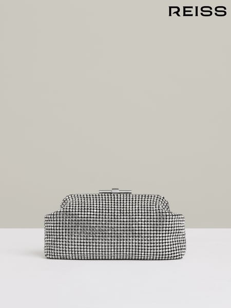 Reiss Silver Adaline Embellished Clutch Bag (D15692) | € 231