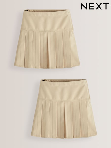 Neutral Stone Regular Waist Pleated School Skirts 2 Pack (3-16yrs) (D20130) | € 3 - € 6