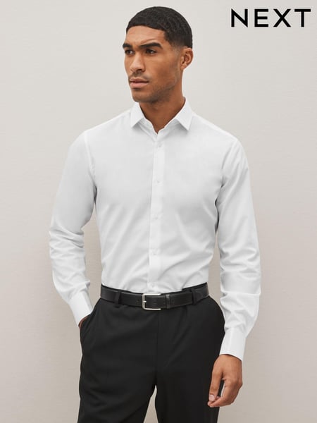 White Slim Fit Easy Care Textured Shirt (D20149) | € 13
